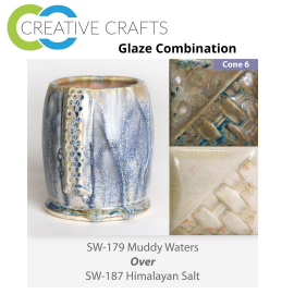 Muddy Waters SW-179 over Himalayan Salt SW-187 Stoneware Glaze Combination